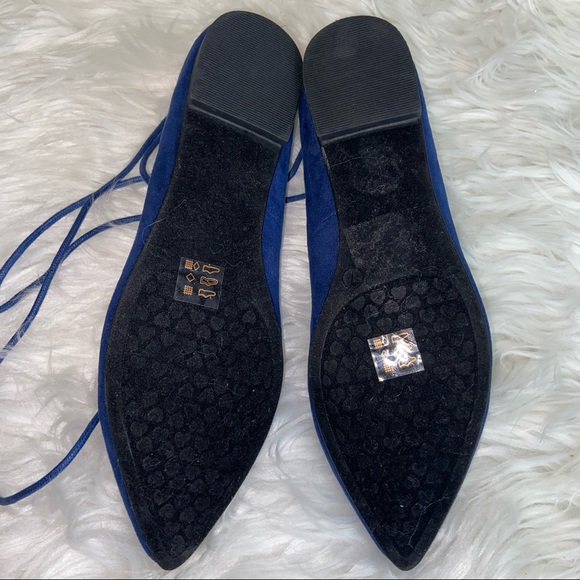 NWOT Laundry List Lace Up Pointed Toe Blue Flats - Picture 6 of 7